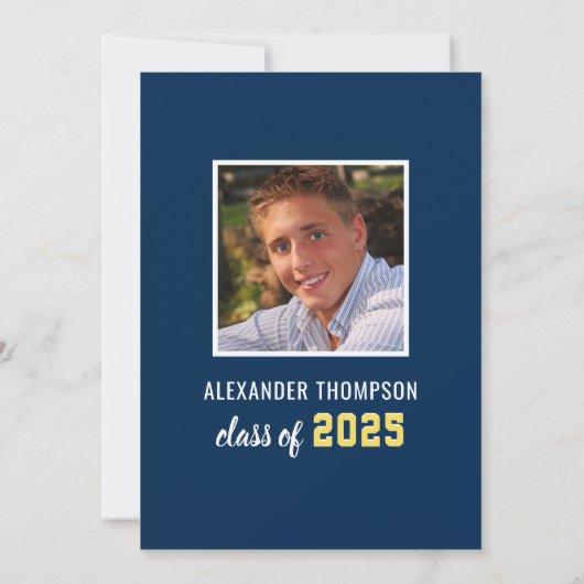 Modern 2023 Afstuderen de Navy Yellow Graduation P Kaart (Achterkant)