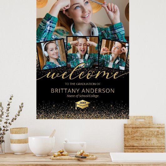 Modern 2023 Afstuderen Foto Welkom Poster (Keuken)