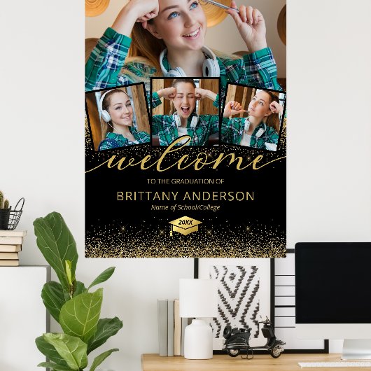 Modern 2023 Afstuderen Foto Welkom Poster (Thuiskantoor)