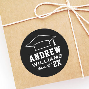 Modern 2023 Afstuderen voor zwarte en witte aangep Ronde Sticker