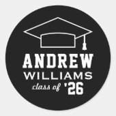 Modern 2023 Afstuderen voor zwarte en witte aangep Ronde Sticker (Voorkant)