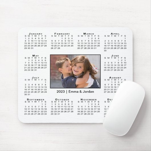 Modern 2023 Agenda Uw foto en naam op wit Muismat (Met muis)