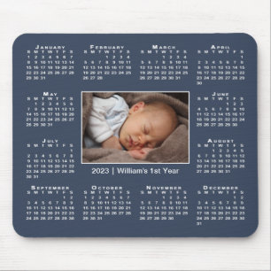 Modern 2023 Agenda Uw foto op Navy Blue Muismat