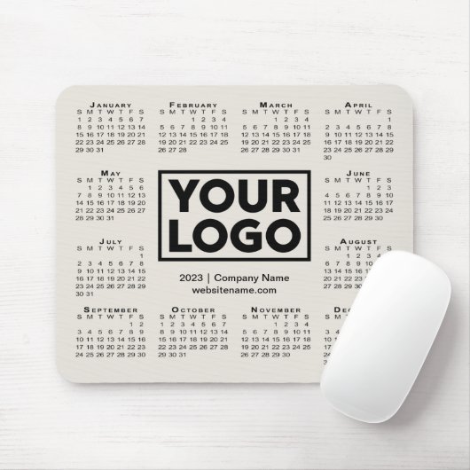 Modern 2023 Calendar Business Company Logo Beige Muismat (Met muis)