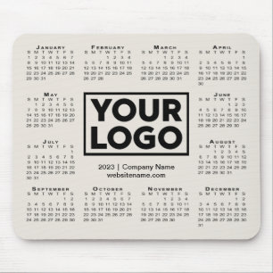 Modern 2023 Calendar Business Company Logo Beige Muismat