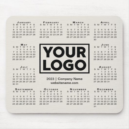 Modern 2023 Calendar Business Company Logo Beige Muismat (Voorkant)