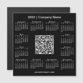 Modern 2023 Calendar Business QR Code Black Magnet (Voorkant / Achterkant)