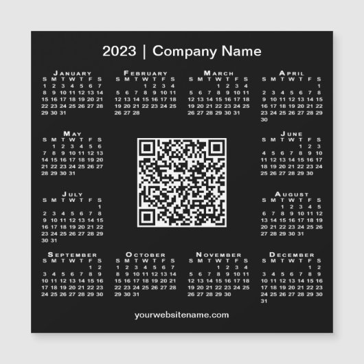 Modern 2023 Calendar Business QR Code Black Magnet (Voorkant)