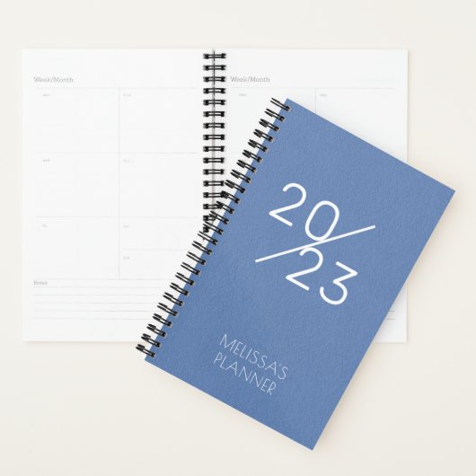 Modern 2023 Elegant Blue Personalized Name Planner (Display)