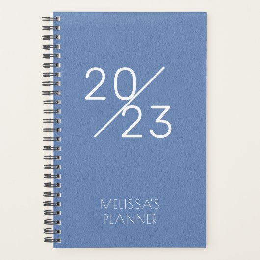 Modern 2023 Elegant Blue Personalized Name Planner (Voorkant)