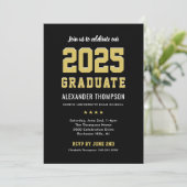 Modern 2023 Graduate Black Gold Graduation Party Kaart (Staand voorkant)