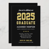 Modern 2023 Graduate Black Gold Graduation Party Kaart (Voorkant / Achterkant)