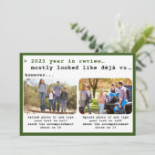 Modern 2023 Jaar in de Review Groene Familie Foto Feestdagenkaart (Staand voorkant)