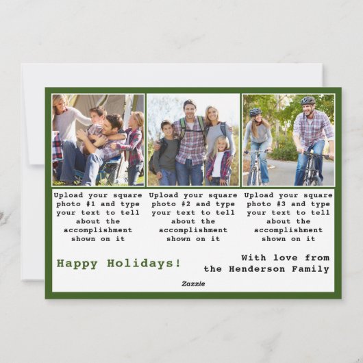 Modern 2023 Jaar in de Review Groene Familie Foto Feestdagenkaart (Achterkant)