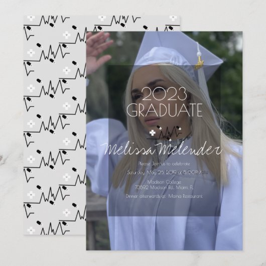 Modern 2023 Medical Nurse Photo Afstuderen Kaart (Voorkant / Achterkant)