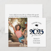 Modern 2023 Navy Blue Deep Blue Foto Afstuderen Bedankkaart (Voorkant / Achterkant)