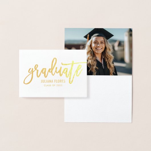 Modern 2023 Persoonlijke Afstuderen naam Gold Folie Kaarten (Display)