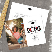 Modern 2023 School Kleuren Rood Foto Afstuderen Bedankkaart