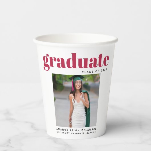Modern 2024 Afstudeerder Foto Papieren Bekers (Achterkant)