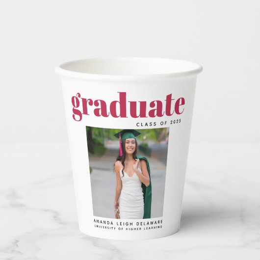 Modern 2024 Afstudeerder Foto Papieren Bekers (Voorkant)