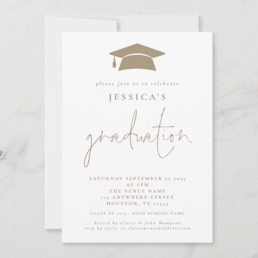 Modern 2024 Afstuderen Foto Pet Champagne Gold Kaart (Voorkant)