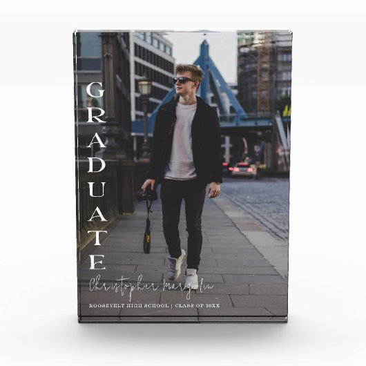 Modern 2024 Afstuderen witte script overlay Fotoblokken (Voorkant)