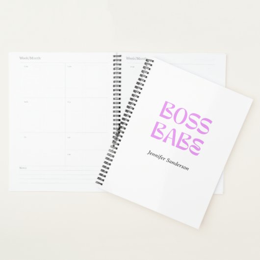 Modern 2024 Boss Babe Gepersonaliseerd Wit Planner (Display)