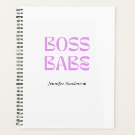 Modern 2024 Boss Babe Gepersonaliseerd Wit Planner