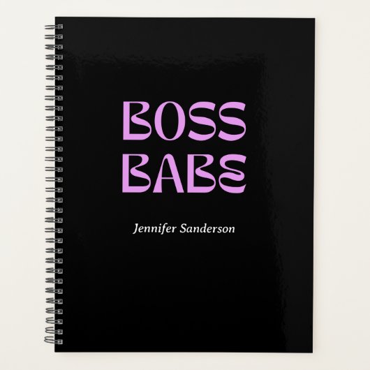 Modern 2024 Boss Babe Gepersonaliseerd Zwart Planner (Voorkant)