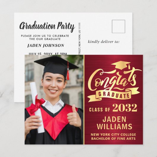 Modern 2024 FOTO Graduation Party Uitnodiging (Voorkant / Achterkant)