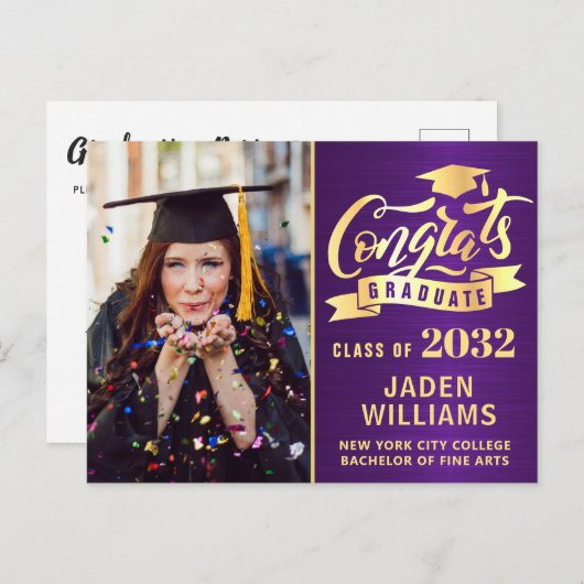 Modern 2024 FOTO Graduation Party Uitnodiging (Voorkant / Achterkant)