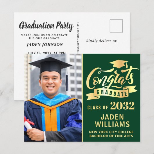 Modern 2024 FOTO Graduation Party Uitnodiging (Voorkant / Achterkant)