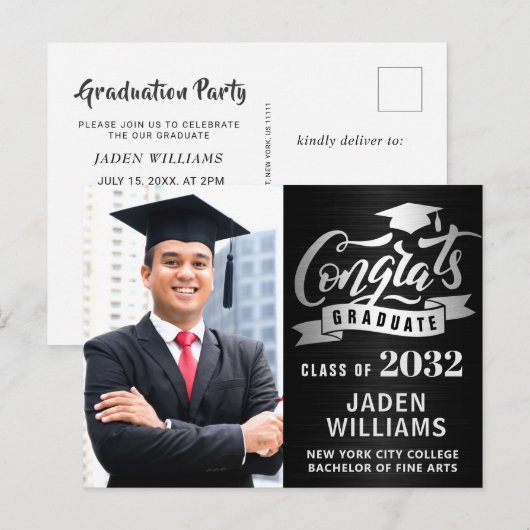 Modern 2024 FOTO Graduation Party Uitnodiging (Voorkant / Achterkant)