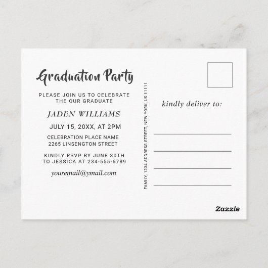 Modern 2024 FOTO Graduation Party Uitnodiging (Achterkant)