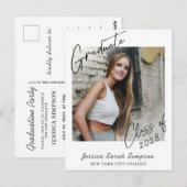 Modern 2024 FOTO Graduation Party Uitnodiging Afst (Voorkant / Achterkant)