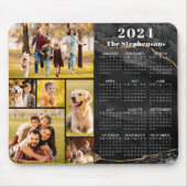 Modern 2024 Kalender 6 Fotocollage Zwart Agaat Muismat (Voorkant)