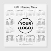 Modern 2024 Kalender Bedrijf Logo op Witte Magneet (Voorkant)