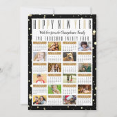Modern 2024 Kalender Zwart Goud 12 Fotocollage Feestdagenkaart (Voorkant)