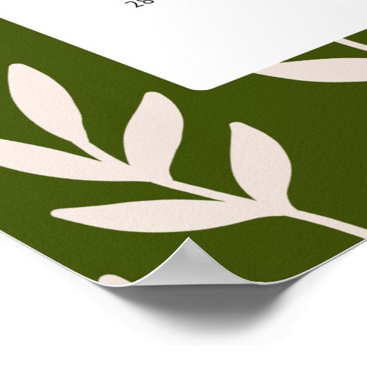 Modern 2024 Olijfgroene groenkalender Poster (Hoek)