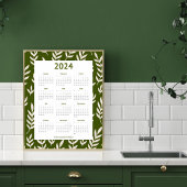 Modern 2024 Olijfgroene groenkalender Poster