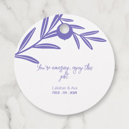 modern 2024 victor Paarse bladeren Bedankjes Labels (Achterkant)