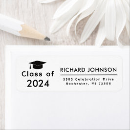 Modern 2024 Zwart Wit Afstuderen retouradres Etiket