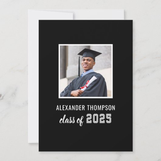 Modern 2025 Afstuderen Black Grey Graduation Party Kaart (Achterkant)
