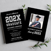 Modern 2025 Afstuderen Black Grey Graduation Party Kaart
