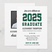 Modern 2025 Afstuderen Groen Afstudeerfeest Kaart (Voorkant / Achterkant)