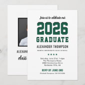 Modern 2025 Afstuderen Groen Afstudeerfeest Kaart (Voorkant / Achterkant)