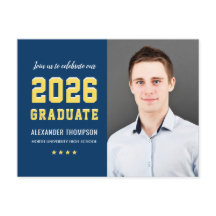 Modern 2025 Afstuderen Navy Yellow Photo Afstudere
