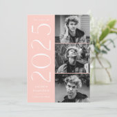 Modern 2025 Blush 3 foto afstudeerfeest Kaart (Staand voorkant)