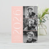 Modern 2025 Blush 3 foto afstudeerfeest Kaart (Staand voorkant)