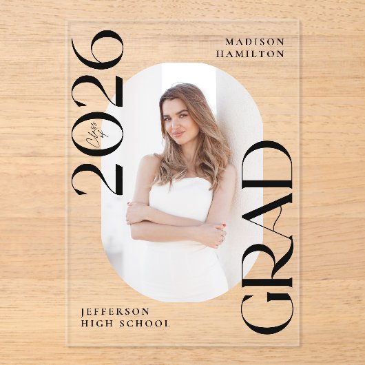 Modern 2025 Foto Acryl Afstuderen Aankondiging (Voorkant)